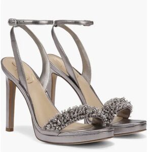 NEW Sam Edelman Women's Jade Heeled Sandal Pewter Perla Size 10